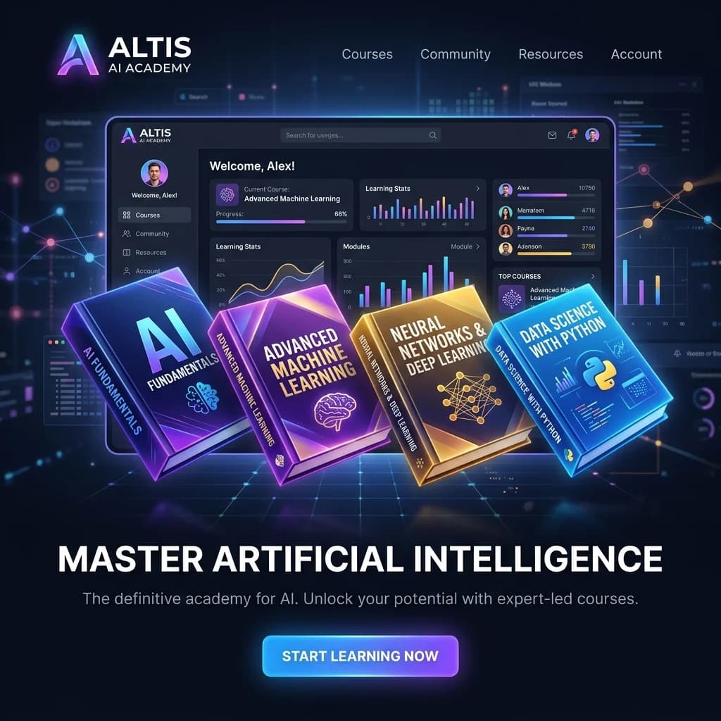 Altis AI Academy dashboard and course books